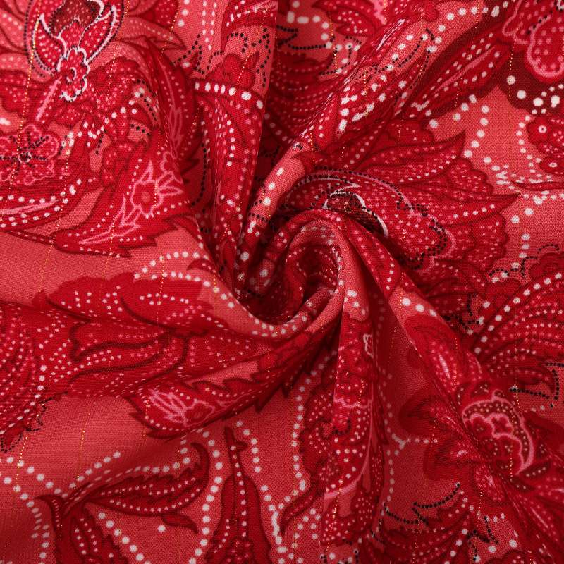 New gold thread plain weave printed jacquard fabric 125g spring and summer shirt dress women's woven fabric Specification image