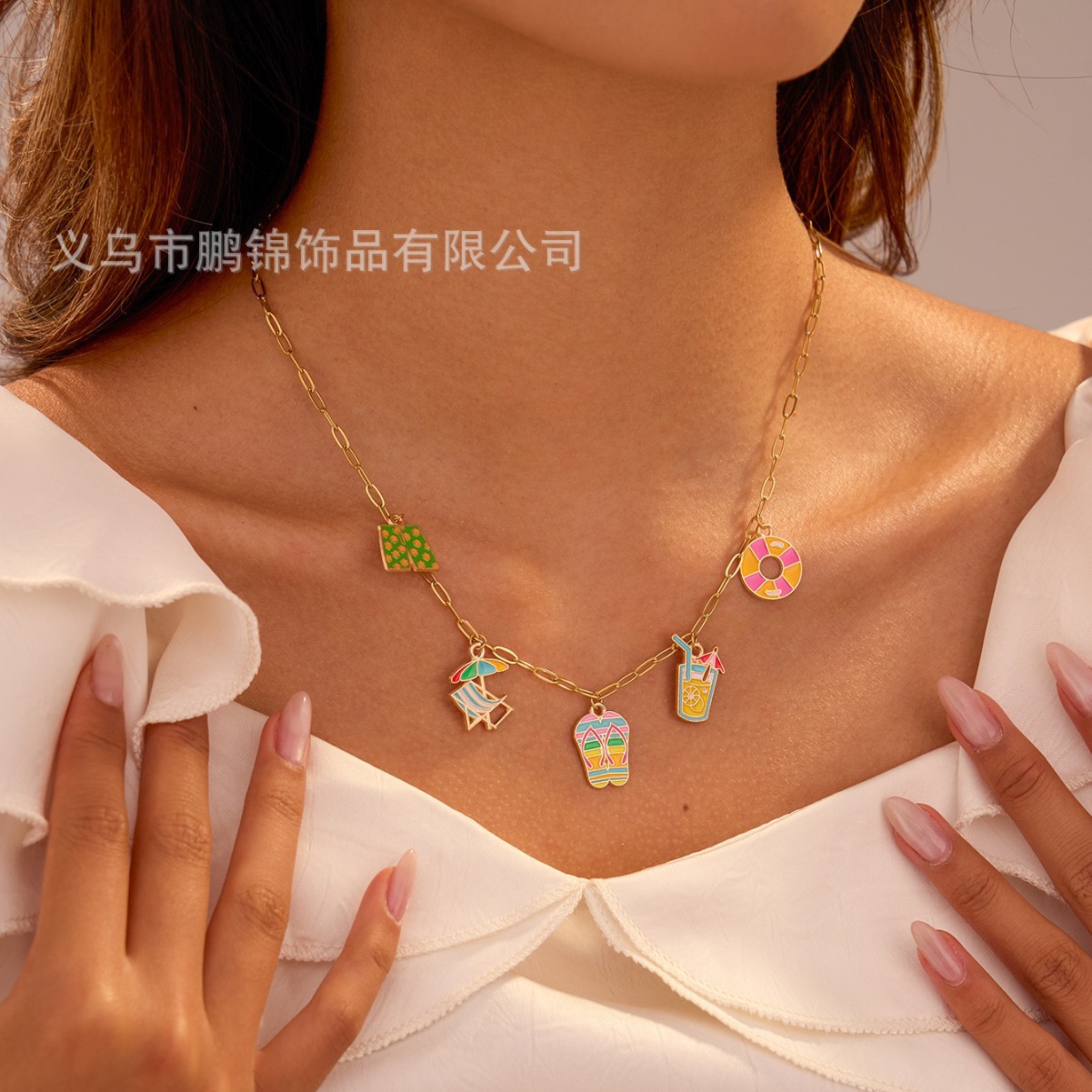 欧美跨境饰品 蝴蝶结海星吊坠钛钢项链女小众轻奢高级感首饰配饰