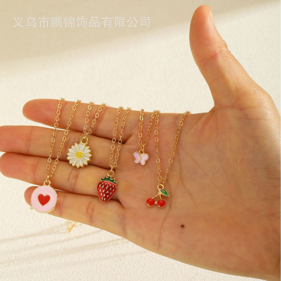 欧美跨境饰品 樱桃吊坠项链女isn轻奢高级感小众首饰配饰锁骨链女