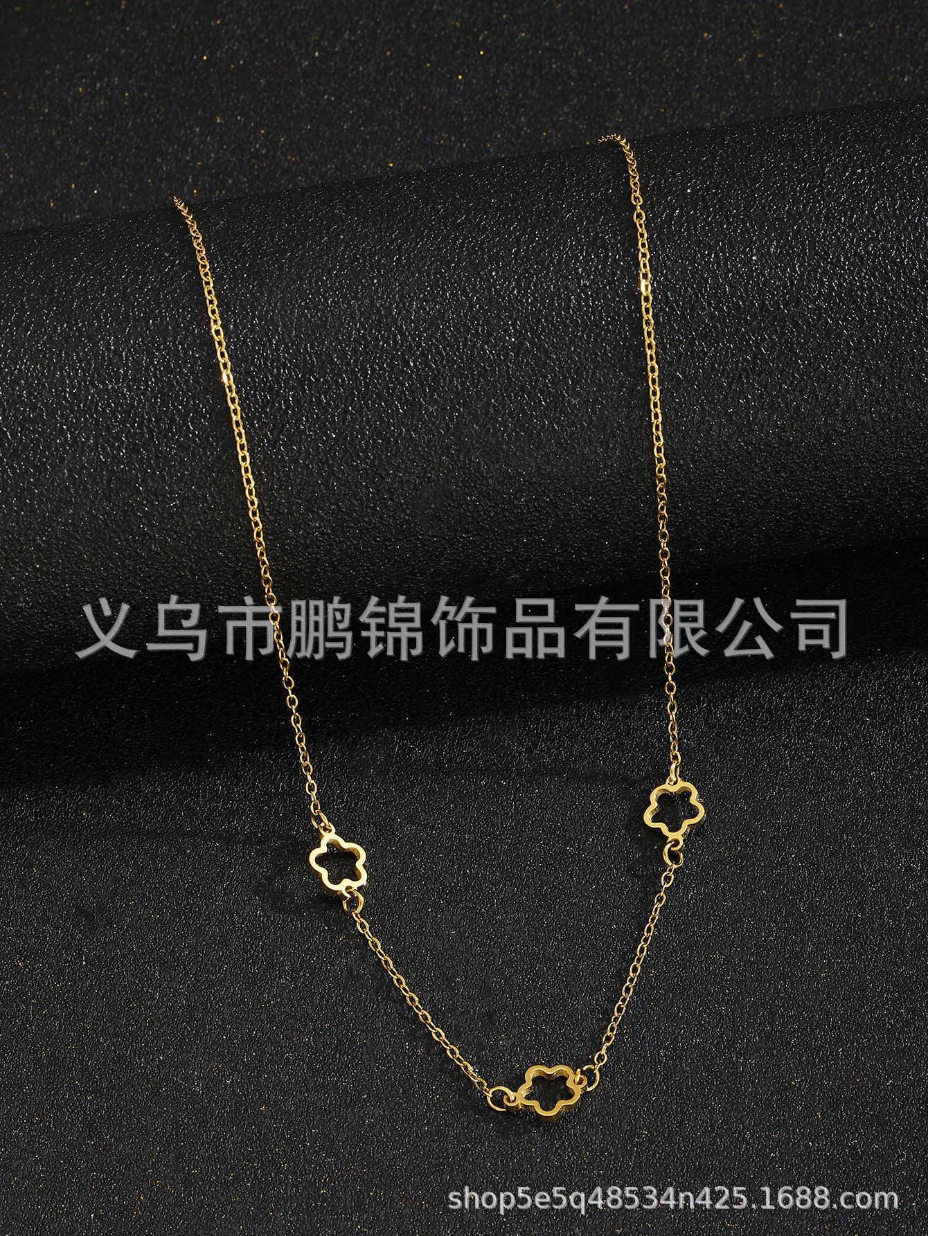 欧美跨境饰品 镂空花朵吊坠项链女轻奢高级感首饰配饰锁骨链小众详情3