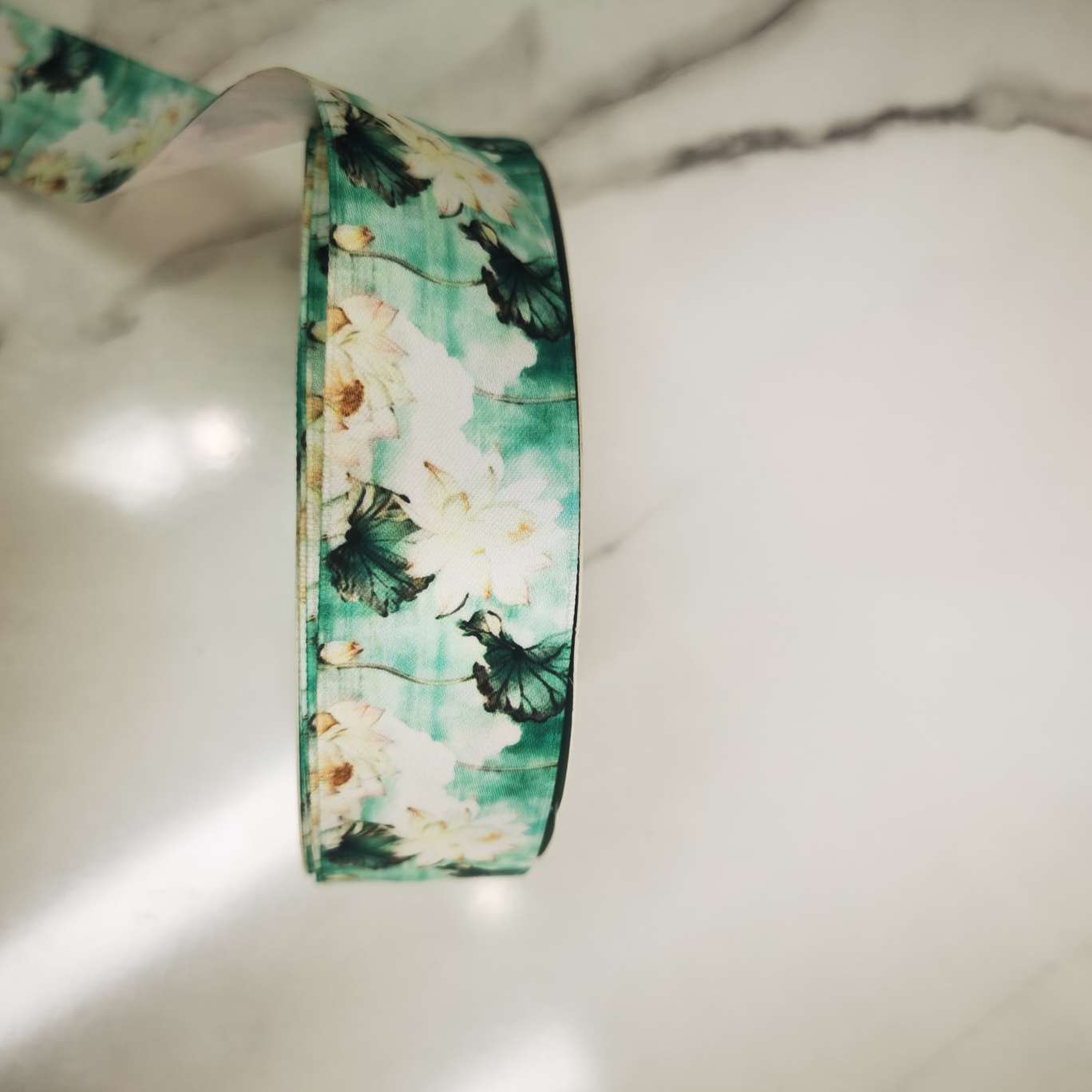4 cm matte tape printed with lotus leaves and flowers, clothing, shoes, hats, accessories, DIY bow Specification image
