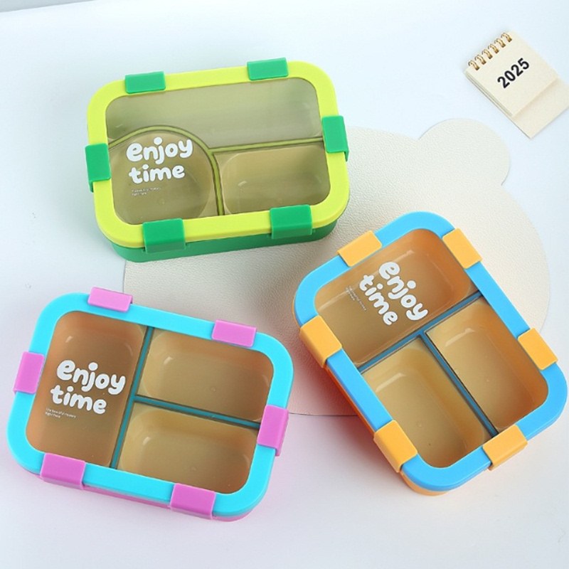 Enjoy Time多格分隔饭盒 撞色便携保鲜盒 学生上班族带饭餐盒详情2