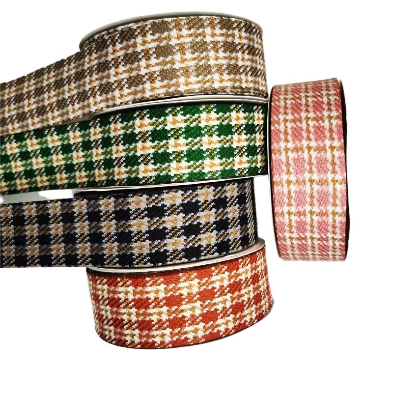 4 cm checkered small chanted ribbon clothing, shoes, hats and accessories, 100 yards per roll Specification image