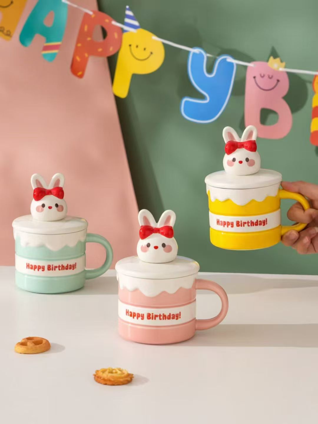  可爱兔子陶瓷马克杯 ins高温瓷情侣卡通杯带精美包装 耐热陶瓷茶杯咖啡杯