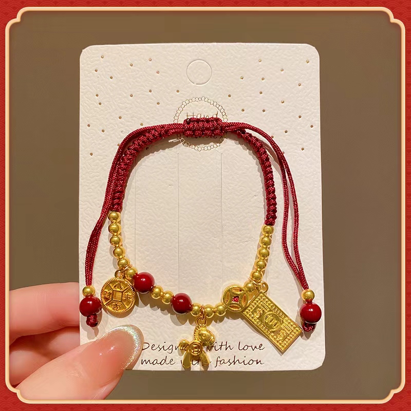 手工编织马上有钱手链琉璃手链手饰手串时尚潮流女款简约百搭饰品礼物