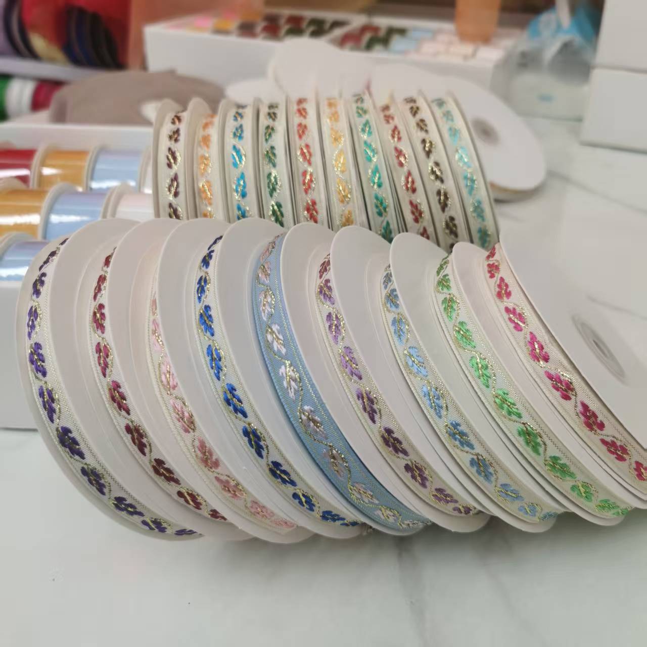 1 cm gold thread leaf webbing, clothing, shoes, hats, accessories, DIY bow details Picture