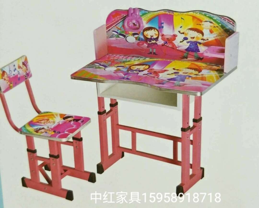 儿童学习桌小学生写字桌可升降卡通书桌家用课桌椅男孩女孩学习桌儿童桌白底实物图