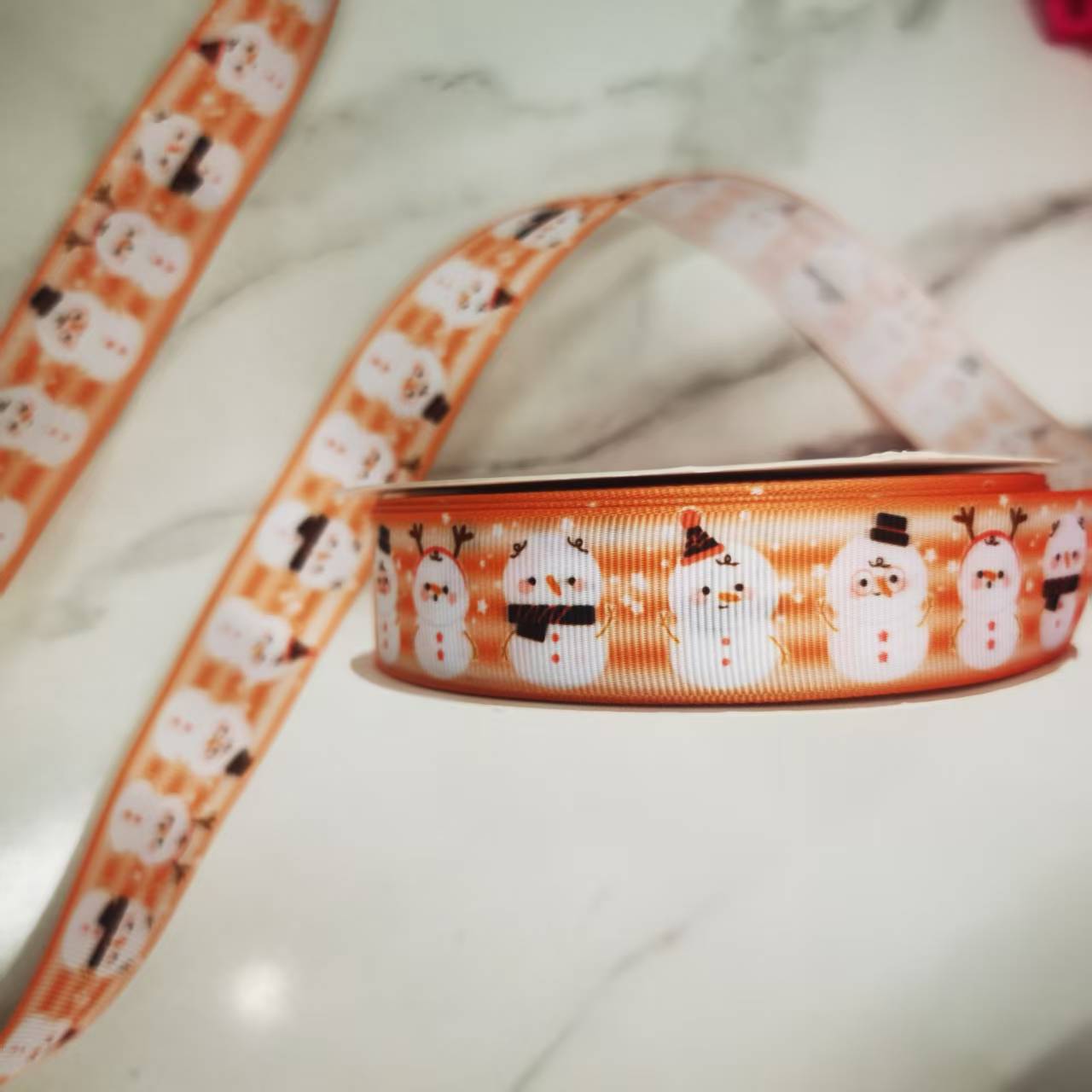 2.5 cm threaded tape printed Snowman Christmas decorative ribbon clothing accessory lace accessory Application Scenario