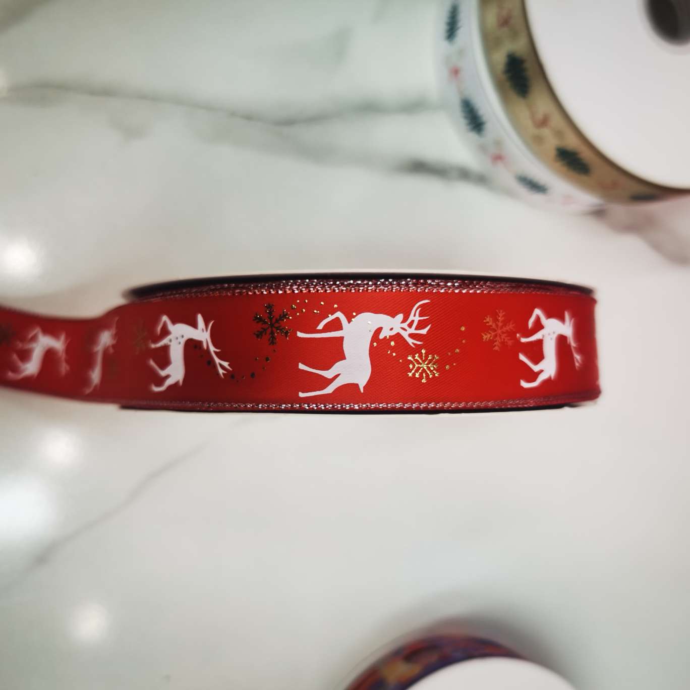2.5 Polyester ribbon printed deer Christmas festival decorative ribbon clothing accessory lace details Picture