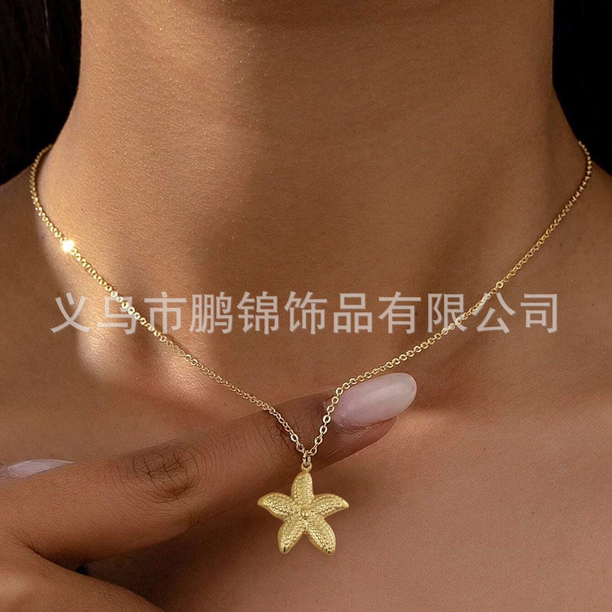 欧美跨境饰品 海洋风海星贝壳吊坠项链女锁骨链首饰轻奢配饰项饰产品图