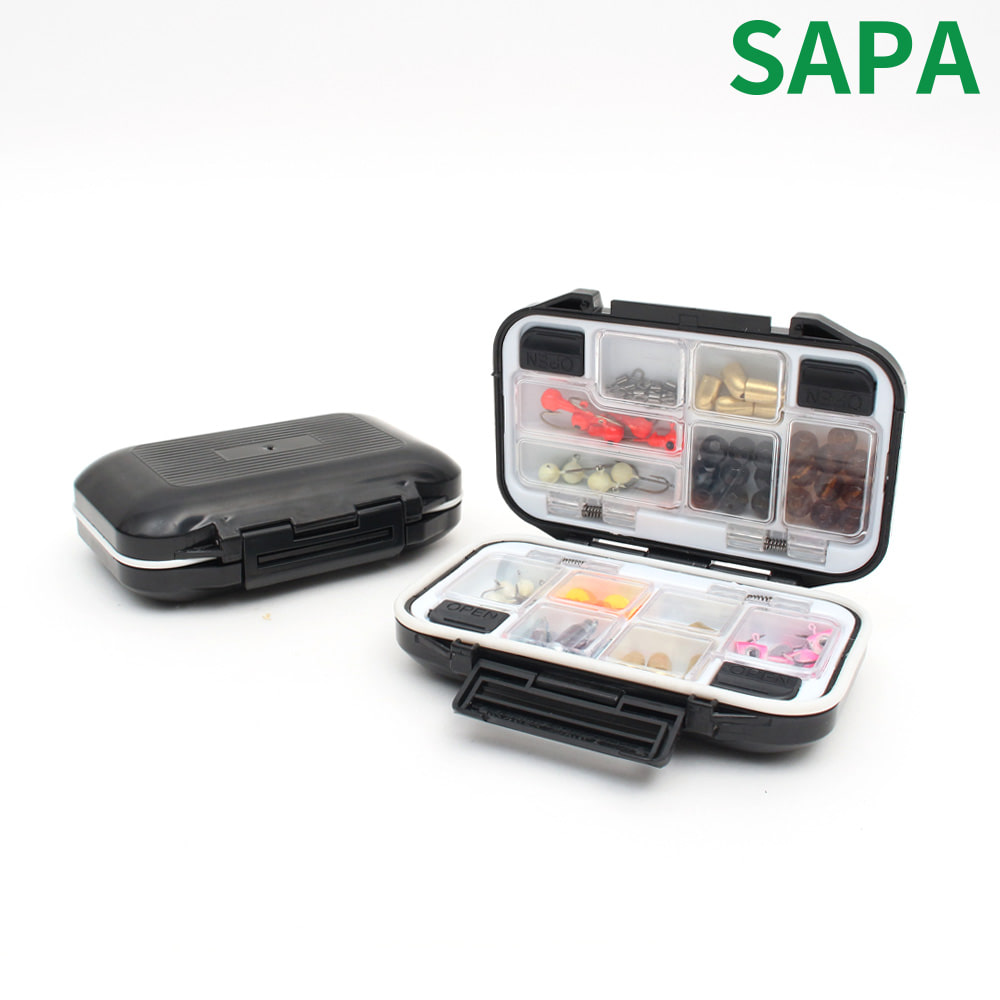 SAPA 12格4开合门 口袋款渔具盒 黑色 小型钓鱼配件收纳盒pvc盒pvc盒