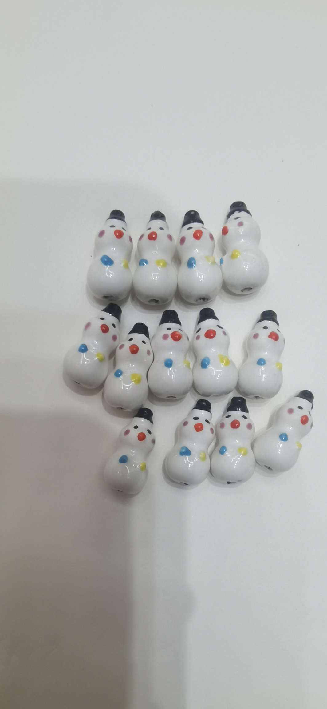 新款陶瓷手绘圣诞珠子，雪人散珠diy手链项链，手机链饰品配件批发