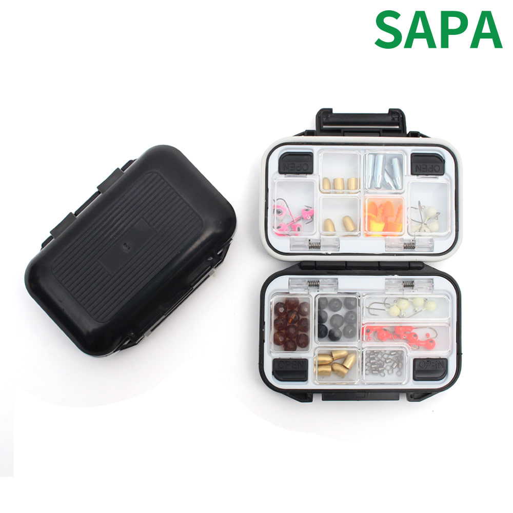 SAPA 12-compartment 4-opening and closing door pocket fishing gear box, black small fishing accessories storage box, pvc box details Picture