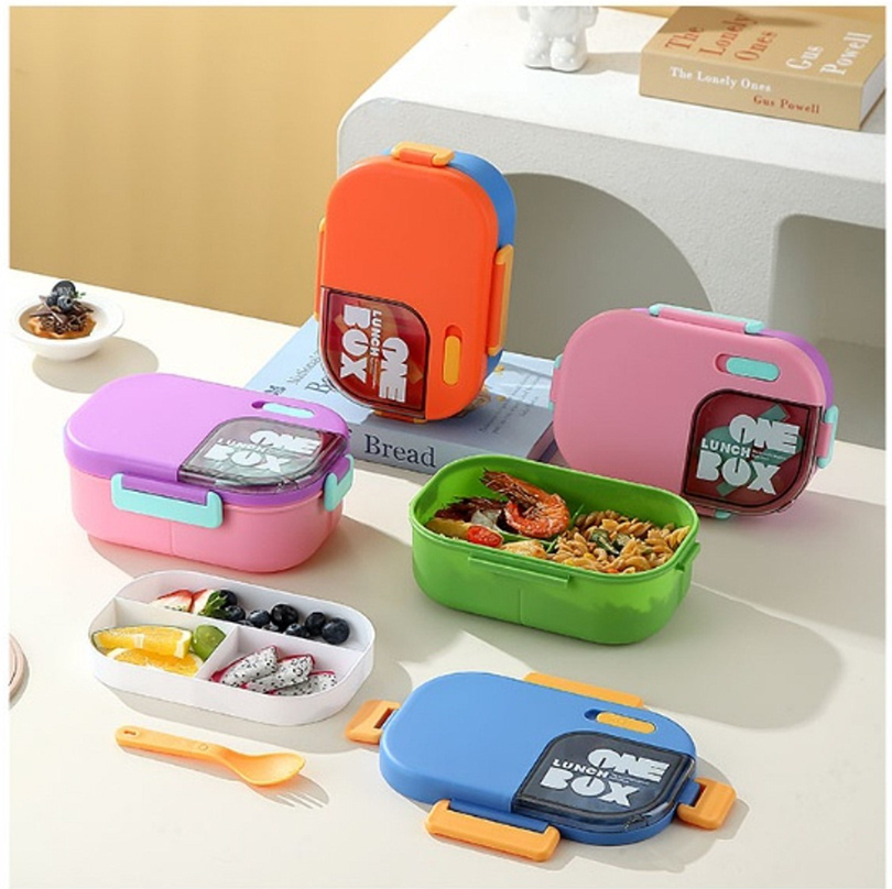 可折叠便携分隔饭盒 学生上班族轻食餐盒 多色可爱保鲜便当盒详情2