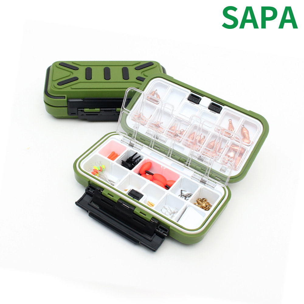 SAPA 24-compartment 3-opening and closing door eco-friendly fishing gear box, green medium-sized fishing accessories storage box details Picture