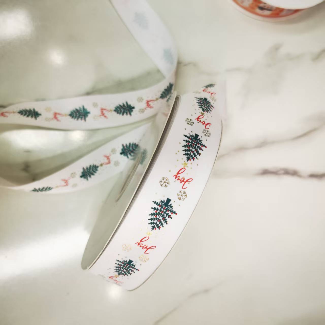 2.5 cm matte tape printed Christmas tree decoration Christmas festival ribbon clothing trim lace