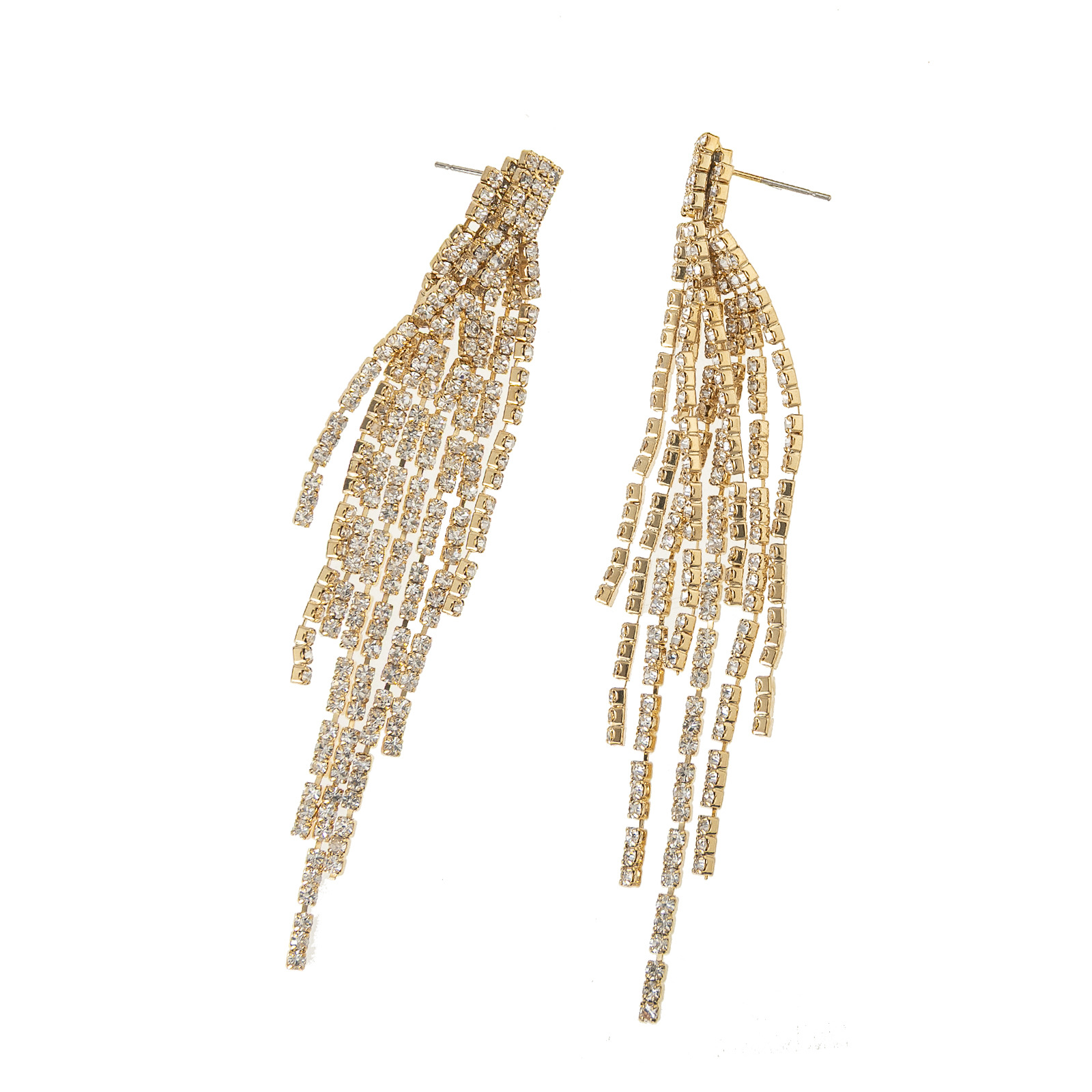Cross-border Korean version fashionable and elegant double-layer tassel rhinestone earrings, versatile evening dress and diamond-encrusted earrings details Picture