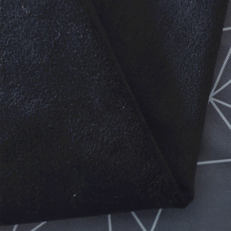 工厂批发弹力氨纶仿超柔复合加绒加厚复合裤子面料里布现货黑色细节图