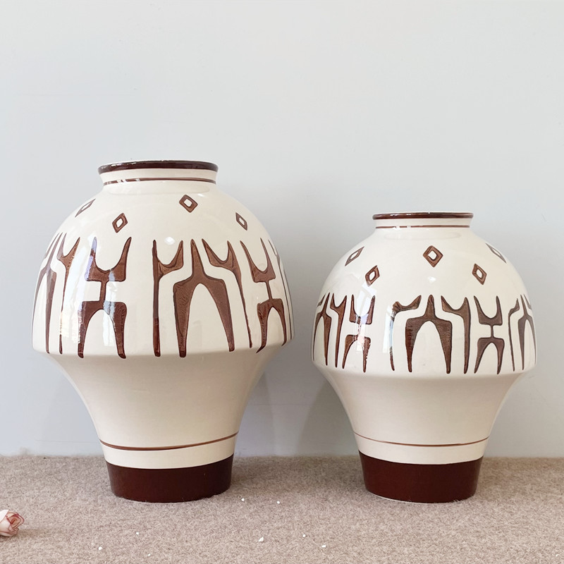 American retro hand-painted ceramic vases and flower vases, home model room, living room, entrance hall and table decoration