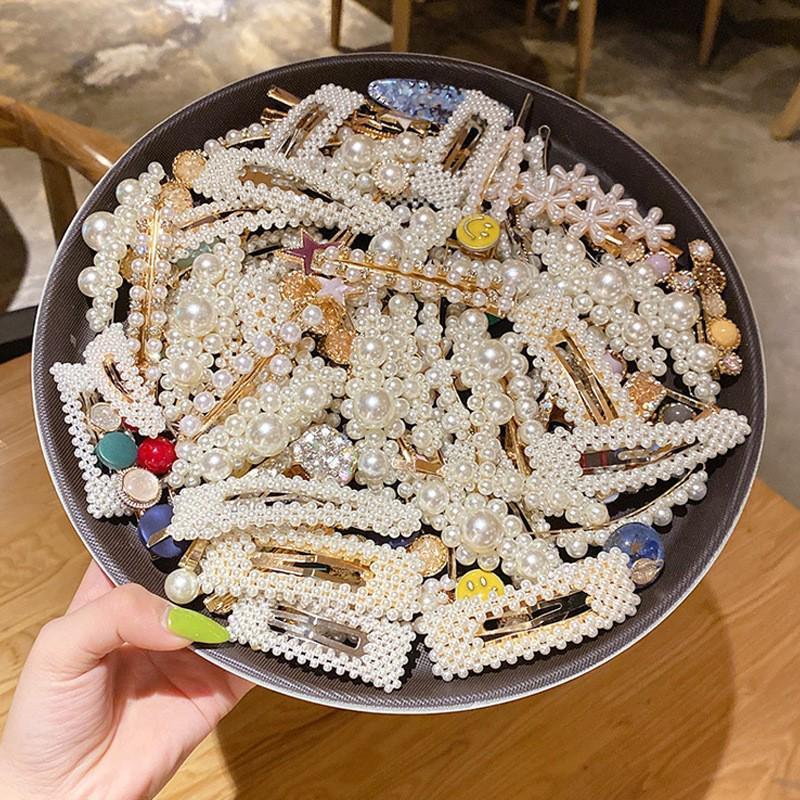 Teenage girl's side Korean-style pearl hair clip, hairpin, fringe clip, back head straight clip, summer clip headwear. Teenage girl's side Korean-style pearl hair clip, fringe clip, back head straight clip, summer clip headwear Item Picture