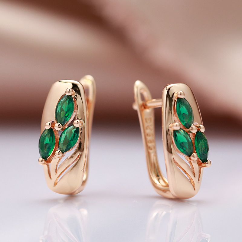 玫瑰金色流行饰品耳环绿宝石首饰精品耳环