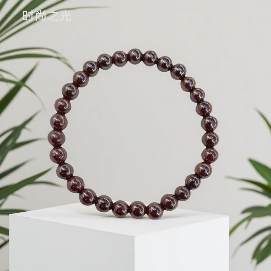 Natural pure cinnabar bracelet and jewelry, fashionable and trendy women's simple and versatile accessory gift, 6mm detail image 5