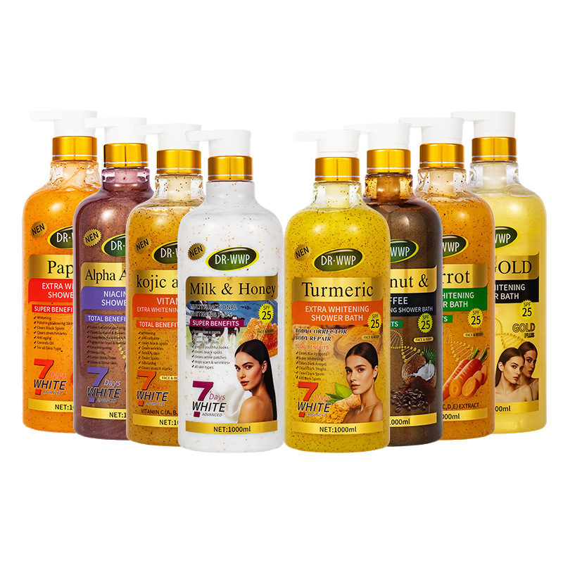 外贸牛奶磨砂去死皮沐浴露Exfoliating showergel1000ml出口非洲产品图