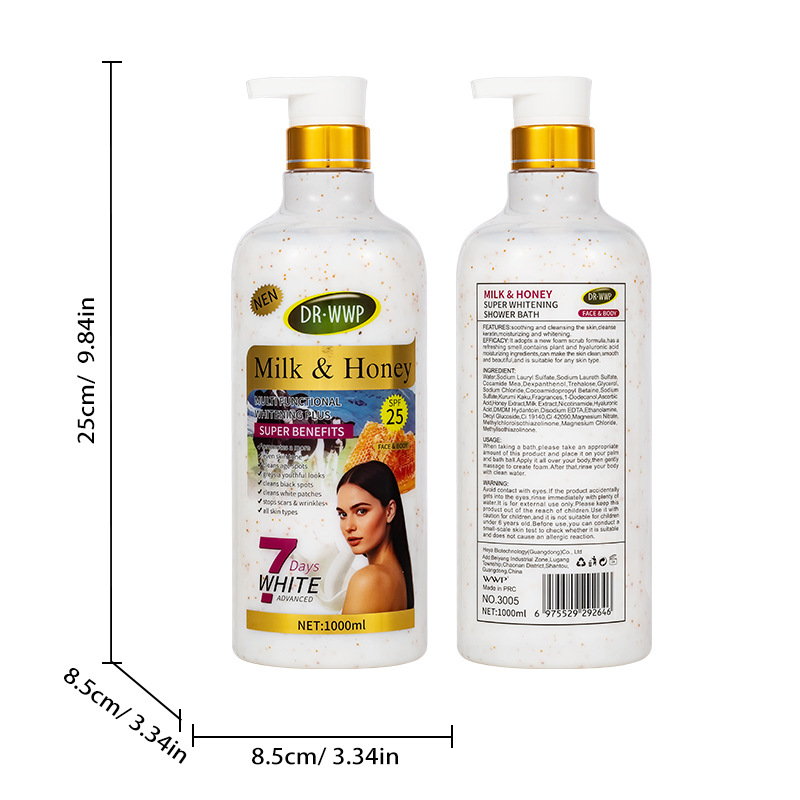 外贸牛奶磨砂去死皮沐浴露Exfoliating showergel1000ml出口非洲详情图12