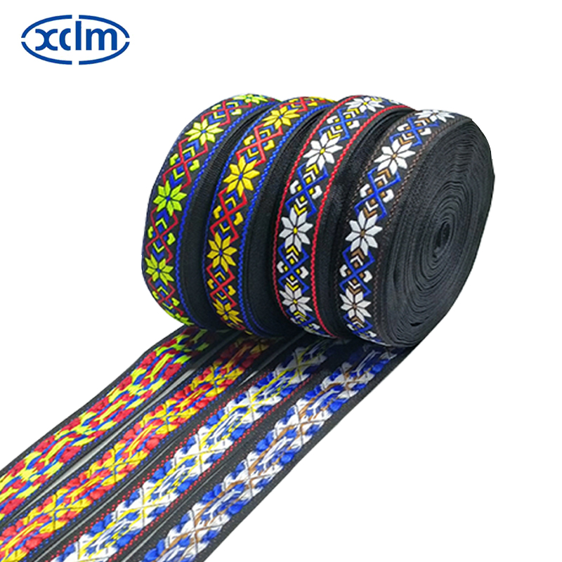 2.5cm ethnic webbing accessories, ethnic style polyester decorative materials, colored jacquard ribbons, edge banding fabric strips Application Scenario