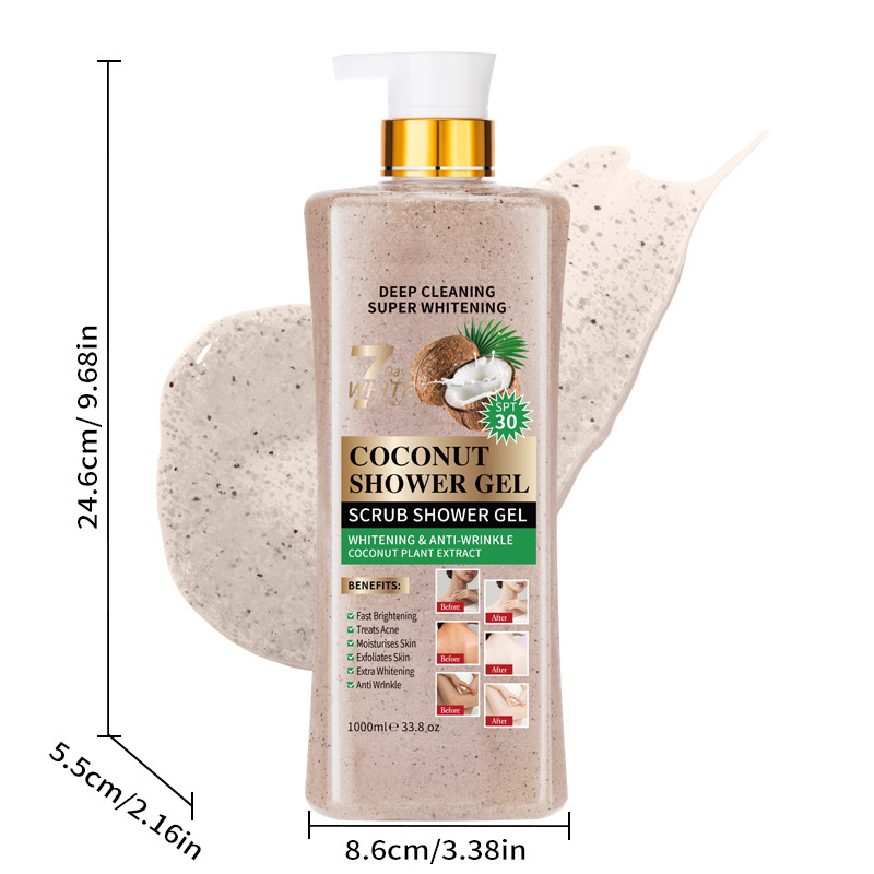 外贸木瓜磨砂沐浴露持久留香大瓶去角质跨境姜黄沐浴露详情图7