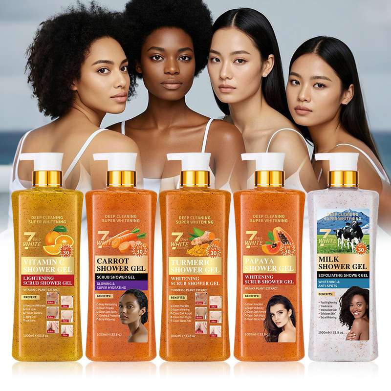 外贸木瓜磨砂沐浴露持久留香大瓶去角质跨境姜黄沐浴露