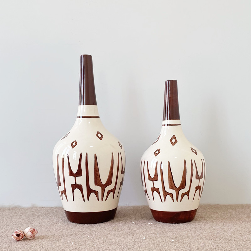 American retro hand-painted ceramic vases, flower vases, home sample rooms, living room desktop decorative items