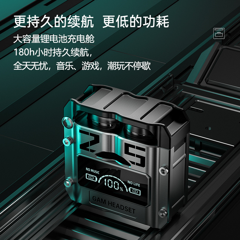 M25 Cross-border e-sports gaming headphones Digital display mechanical style wireless in-ear Bluetooth headphones with ultra-long battery life in Huaqiangbei Item Picture