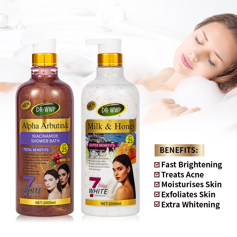 外贸牛奶磨砂去死皮沐浴露Exfoliating showergel1000ml出口非洲细节图