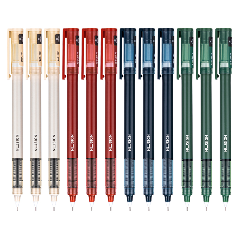 Deli 0.5mm full-needle black ink colored pen barrel is available as an option for problem-solving office direct liquid ballpoint pen and gel pen details Picture