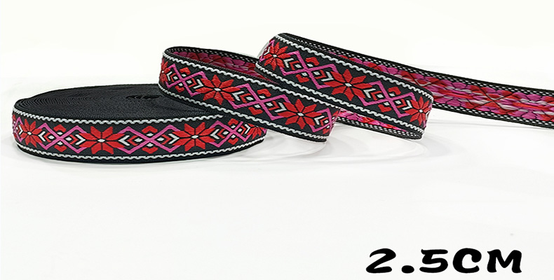 2.5cm ethnic webbing accessories, ethnic style polyester decorative materials, colored jacquard ribbons, edge banding fabric strips pic 8
