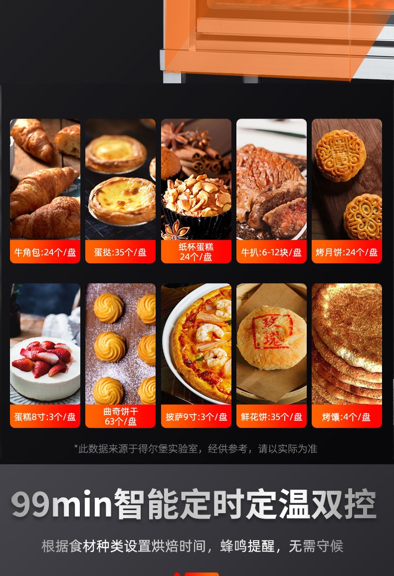 烤箱商用蛋糕月饼披萨面包电烤炉多功能厨房焗炉带石板二层四盘详情6