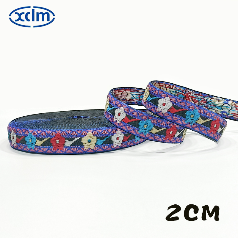 2cm ethnic woven tape, country-style accessories, ethnic polyester decorative materials, colored jacquard tape, edge wrapping fabric strips Item Picture