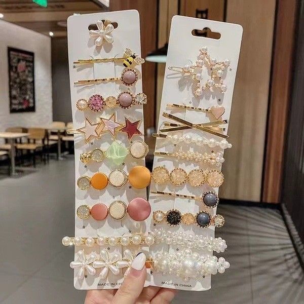 Teenage girl's side Korean-style pearl hair clip, hairpin, fringe clip, back head straight clip, summer clip headwear. Teenage girl's side Korean-style pearl hair clip, fringe clip, back head straight clip, summer clip headwear detail image 8