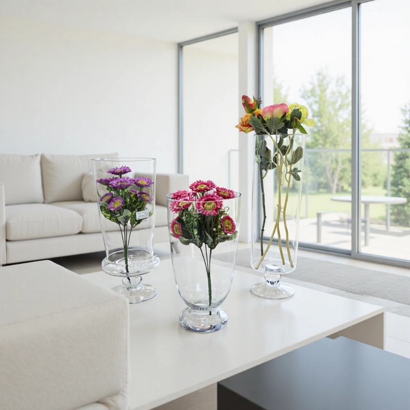 BBGLASS保北玻璃 现代简约广口玻璃花瓶 高脚带底座花瓶 微景观花瓶 家居婚庆宴会装饰摆件详情5