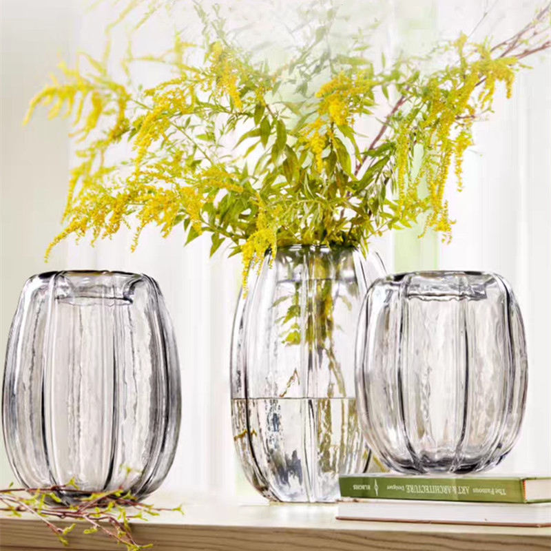 现代创意玻璃花器美式家居工艺品摆件客厅餐厅插花水培玻璃花瓶玻璃花瓶装饰瓶摆件