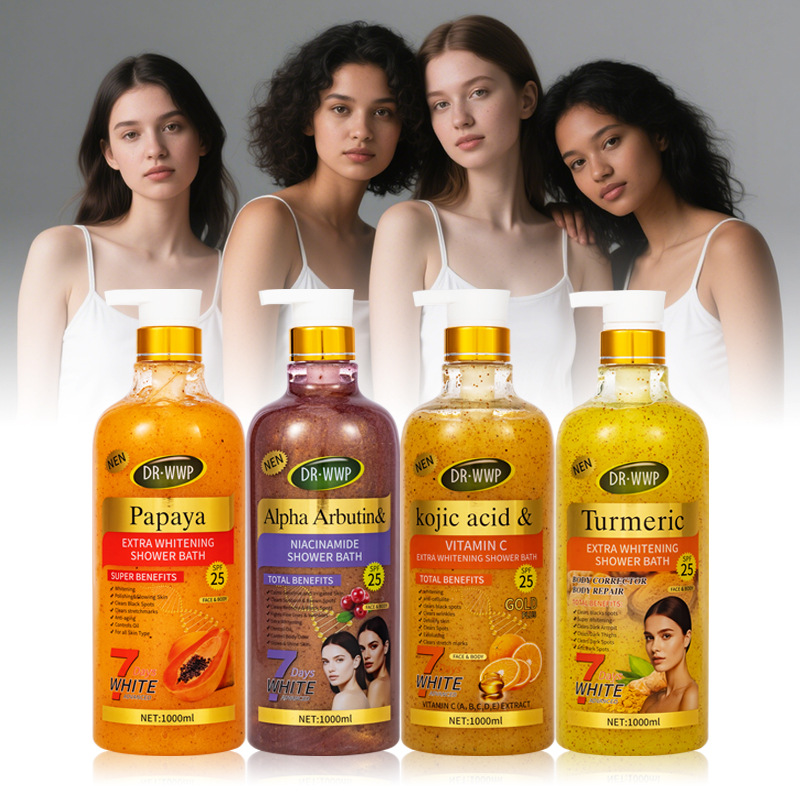 外贸牛奶磨砂去死皮沐浴露Exfoliating showergel1000ml出口非洲