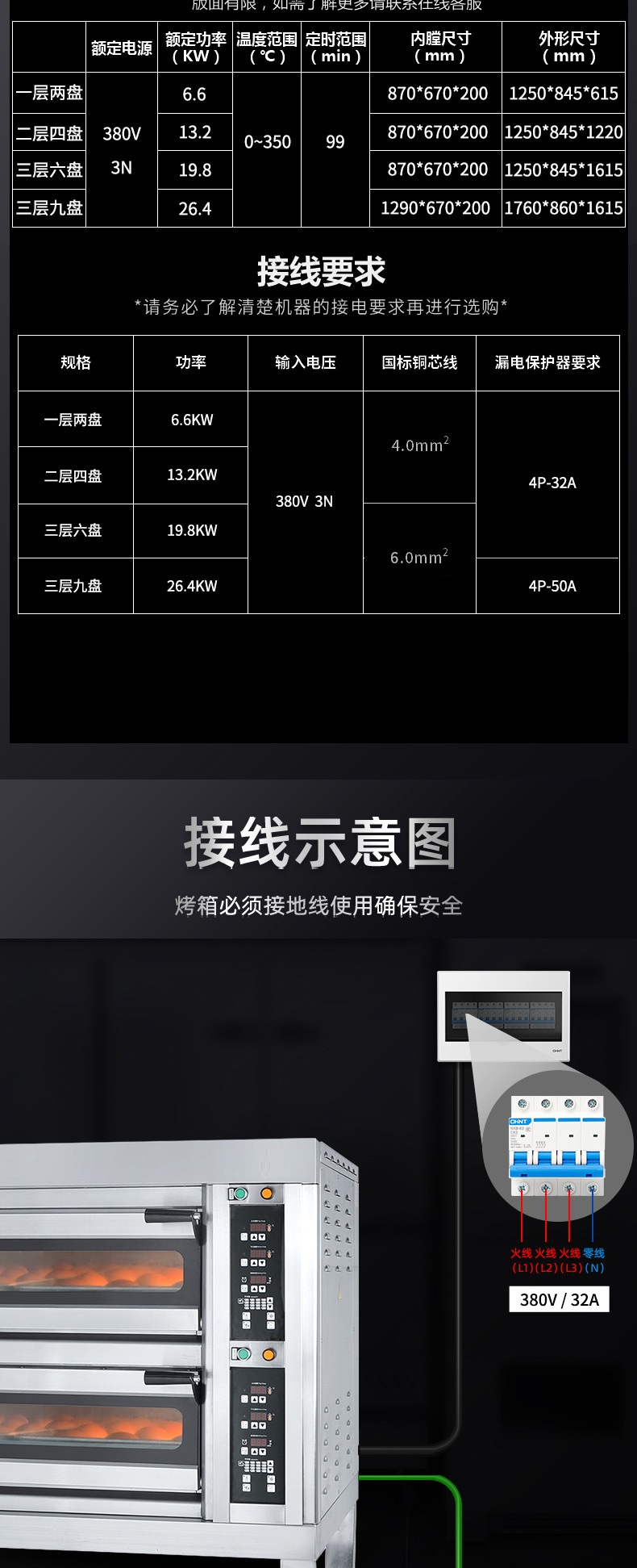 烤箱商用蛋糕月饼披萨面包电烤炉多功能厨房焗炉带石板二层四盘详情12