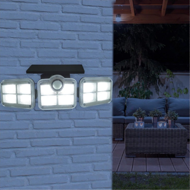 Solar 122LED three-head split sensor outdoor courtyard lamp, garden lamp, outdoor waterproof street lamp, outdoor wall lamp pic 4