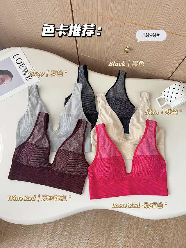 Color-blocking beauty back fixed cup gathering bra full figure