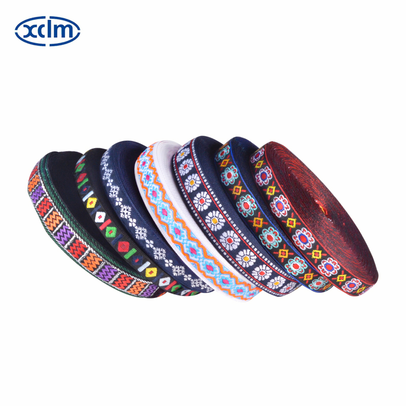 Multi-sized ethnic webbing accessories, ethnic style polyester decorative materials, colored jacquard ribbons, edge banding fabric strips Application Scenario
