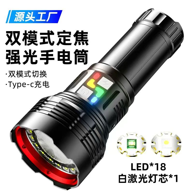 Sky-piercing Cannon High-intensity flashlight, ultra-bright outdoor long-range white laser flashlight, multi-functional lamp, zoom high-power high-intensity flashlight, simple detail image 3