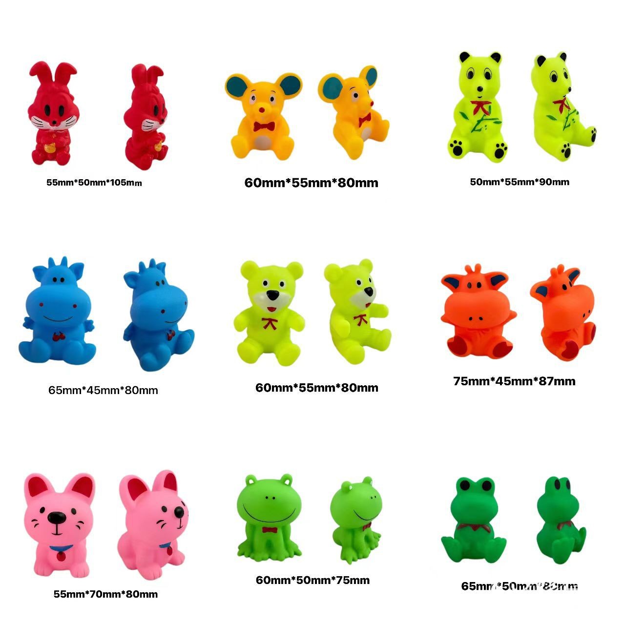 搪胶捏捏叫宠物玩具 发泄 洗澡戏水玩具 搪胶动物多款随机混袋装