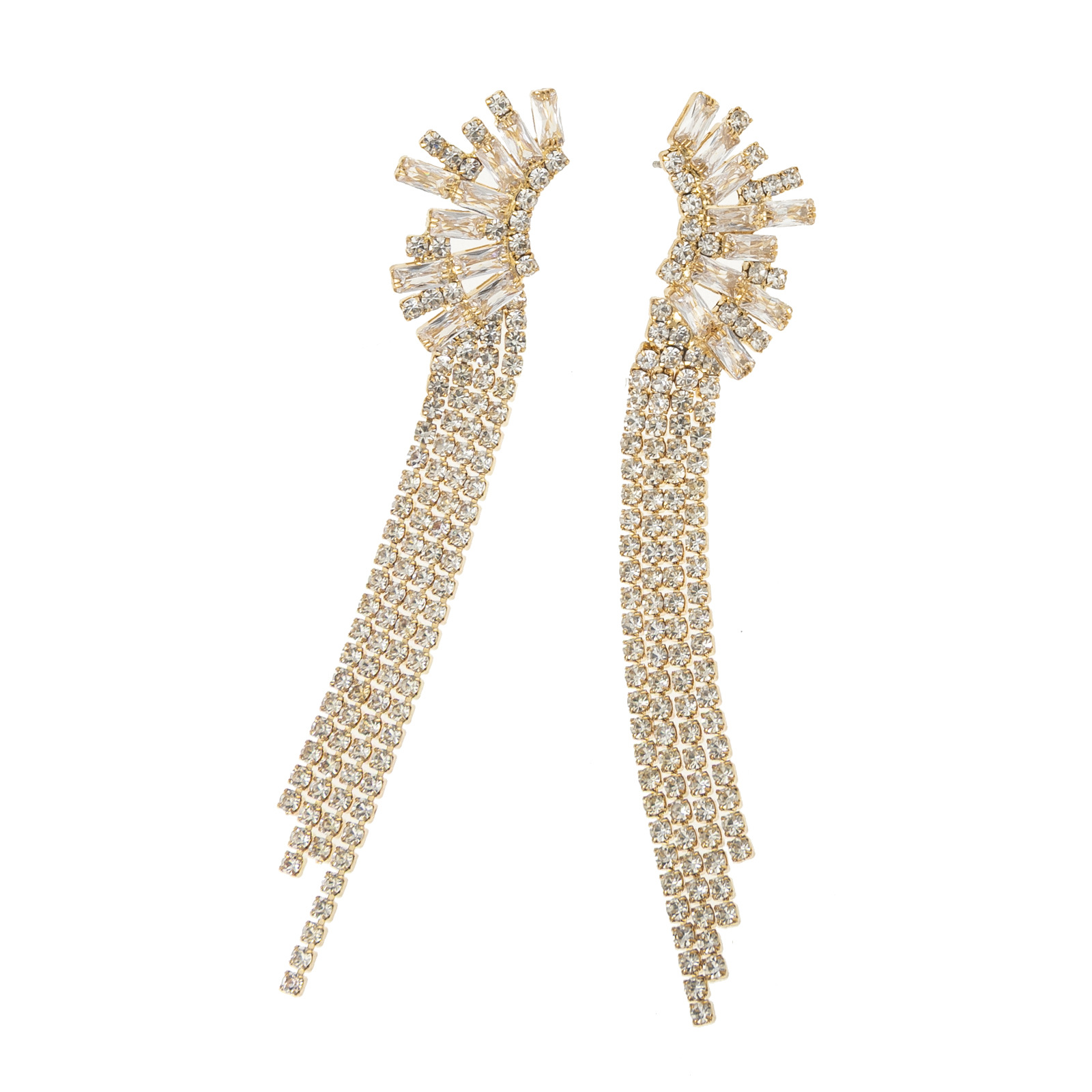 Hot-selling Korean-style light luxury zircon tassel earrings on Ali Express, cross-border European and American elegant rhinestone earrings and accessories details Picture