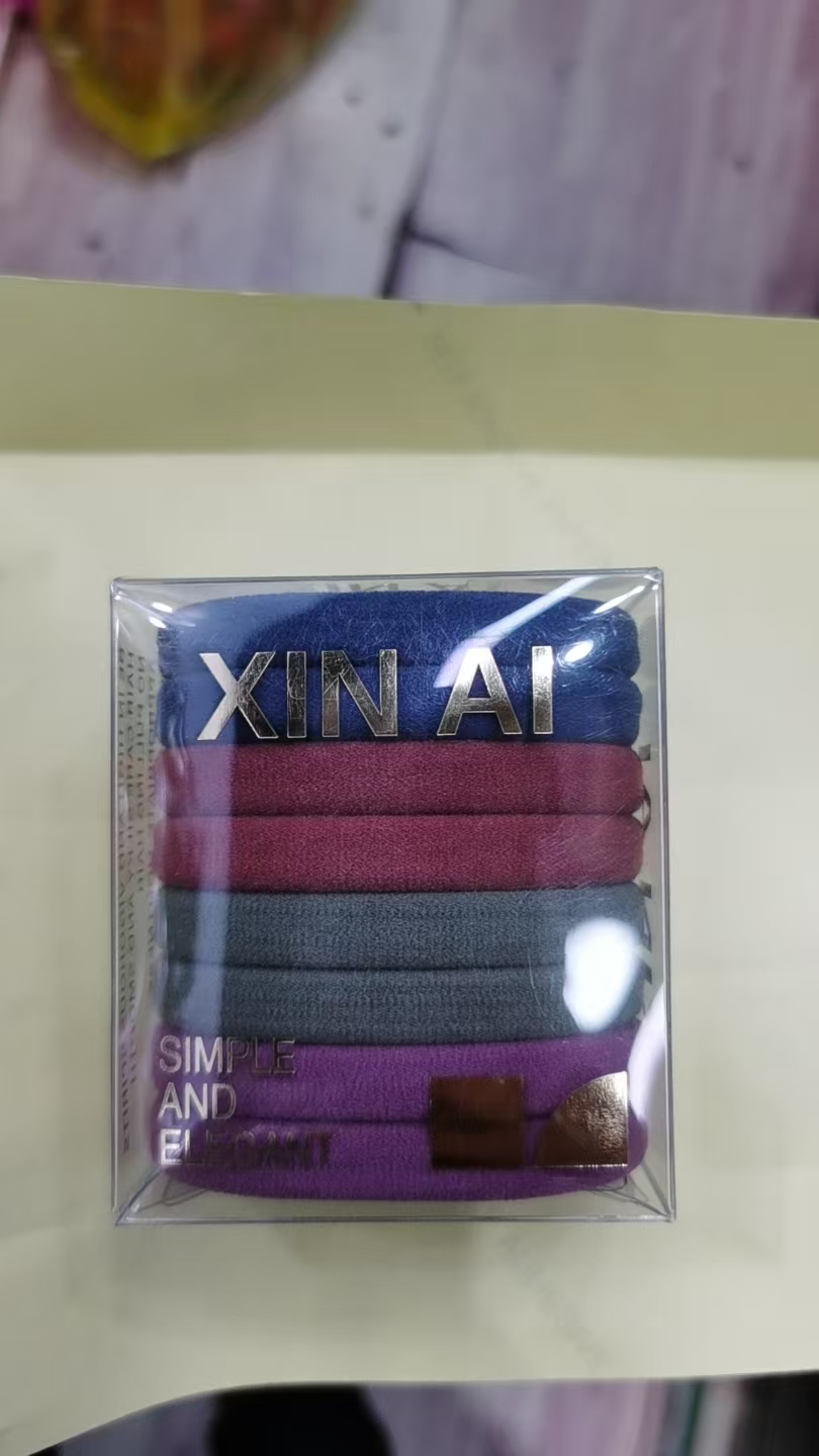 女士简约拼接发绳头饰黑皮套头绳皮筋方巾发圈时尚百搭